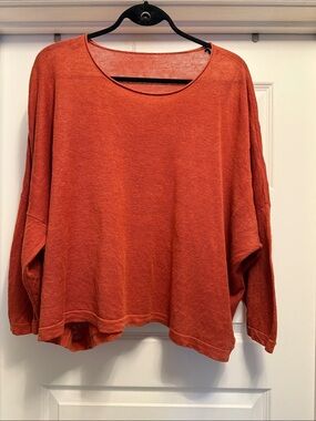 Eileen Fisher Women's Relaxed Long-Sleeve Top - Rust Orange